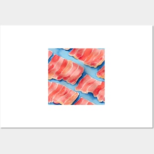 Watercolor bacon pattern Posters and Art